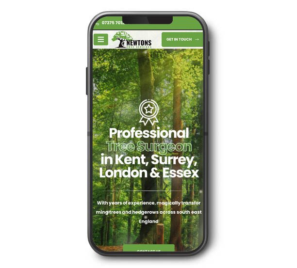 website design for newtons tree services