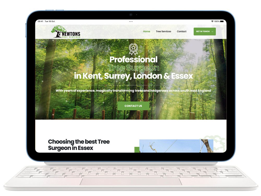 website design for newtons tree services