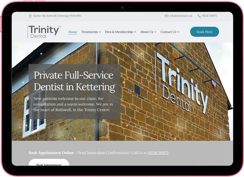 wordpress agency trinity dental screenshot